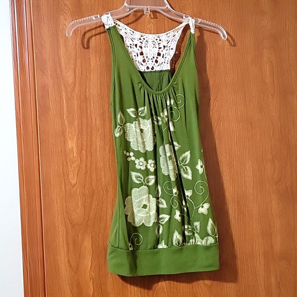 Taboo, Size XS, Green and Cream tank top